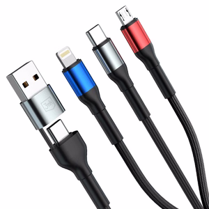 3mk Hyper Cable N-SERIES 6 in 1 USB-C / USB-A į USB-C / Lightning / Micro 1,2 m QC 3.0 9V / 2A 18W - juodas