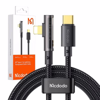 "McDodo CA-3390" 36W 1,2 m USB-C ir "Lightning" kampinis kabelis (juodas)