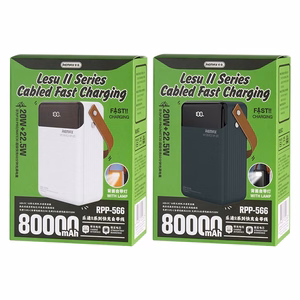 Išorinė baterija Power Bank Remax RPP-566 22.5W 80000mAh pilka