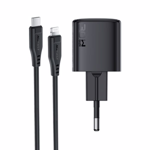 Acefast A118 30W GaN USB-C tinklo įkroviklis su 1.2m USB-C į Lightning laidu - juodas