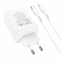 Įkroviklis Hoco N33 + "USB-C (Type-C) to Lightning Cable" (2xUSB-C;1xUSB 35W) baltas