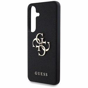 Guess Grained Big 4G Logo Small Classic Logo dėklas telefonui Samsung Galaxy S25 Plus juodas