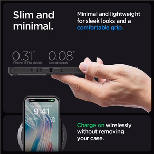 Spigen Ultra Hybrid dėklas telefonui iPhone 15 Pro - Skaidrus juodas