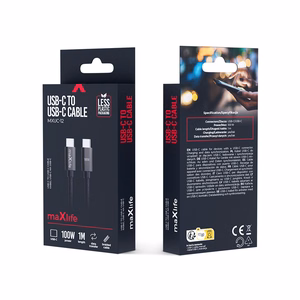 Maxlife MXUC-12 laidas USB-C - USB-C 1,0 m 100W juodas