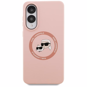 Karl Lagerfeld silikoninis Nauble galvos ir apskritimo Magnetinis dėklas telefonui Samsung Galaxy S25 Edge - rožinė