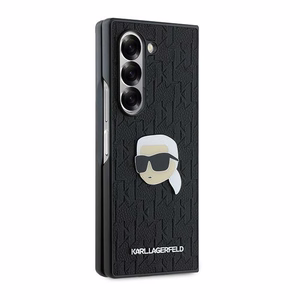 Karl Lagerfeld Saffiano monogramos galvos ženklo dėklas telefonui Samsung Galaxy Z Fold 6 - juoda