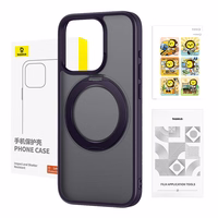 Dėklas telefonui Baseus SkyRing Magnetinis su stovu iP 14 Pro Max + grūdintas stiklas ir valymo rinkinys (violetinė)