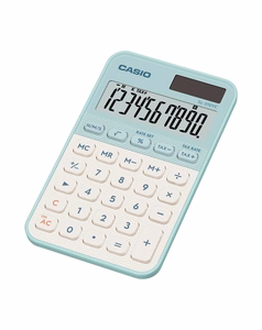 Casio SL-310YC-LG skaičiuotuvas, maitinamas baterijomis ir saulės energija, šviesiai žalias