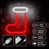 Neon LED CHRISTMAS SOCK baltas raudonas FLNE23 Forever Light