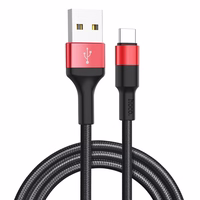 Kabelis USB A į USB C Hoco 2A 1 m X26 juodas ir raudonas