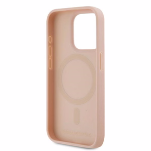 Karl Lagerfeld odinis Monogram Metal Logo dėklas telefonui iPhone 15 Pro - rožinis