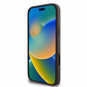 Guess 4G žiedas klasikinis logotipas magnetinis dėklas iPhone 16 Pro - rudas