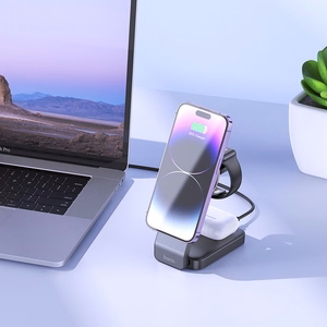 Belaidis įkroviklis Hoco 3in1 15W suderinamas su MagSafe CQ3 juodas