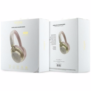 Belaidės ausinės Guess ENC 4G Gold Script Metal, rožinės