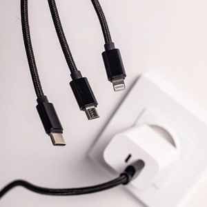 Maxlife 3in1 кабель USB - Lightning + USB-C + microUSB 1,0 м 2,1A черный нейлон