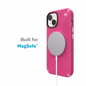 Speck Presidio2 Grip MagSafe case for iPhone 14 Plus, with non-slip grip, Digital Pink / Blossom Pink / White