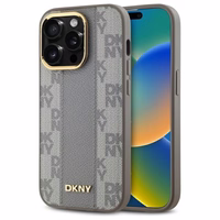 DKNY Odinis languotas mono raštas Magnetinis dėklas telefonui iPhone 14 Pro - smėlio spalvos