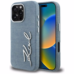 Karl Lagerfeld FW Jeans Signature Logo Dėklas iPhone 16 Pro - mėlynas
