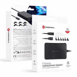 FORCELL F-ENERGY E856 universalus nešiojamojo kompiuterio įkroviklis 65W (6 adapteriai) juodas