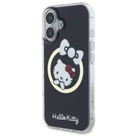 Hello Kitty IML Linksmas kaspinas magnetinis iPhone 16 dėklas - juodas