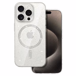 Blizgantis MagSafe dėklas telefonui Samsung Galaxy S23 Ultra skaidrus