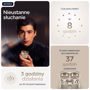 Motorola moto buds loop ausinės belaidės ant ausies kabinamos skambučiams/muzikai/sportui/kasdieniam naudojimui Bluetooth smėlio spalvos