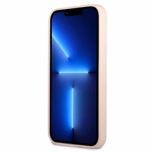 Guess GUHCP13SSLTGP iPhone 13 mini 5.4" rožinis kietas dėklas silikoninis trikampis