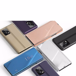 Clear View dėklas Xiaomi Redmi Note 12 5G / Poco X5 5G su atverčiamu dangteliu rožinis