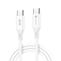 FORCELL F-ENERGY C344 kabelis Type C į Type C QC4.0 PD 3A 60W Silikoninis 1 m baltas
