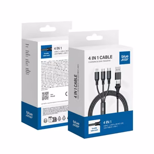 Cable 4in1 USB C / USB A to Micro USB / Lightning / USB C Blue Star 2.4A 12W Cafule 1.2 m C172 black