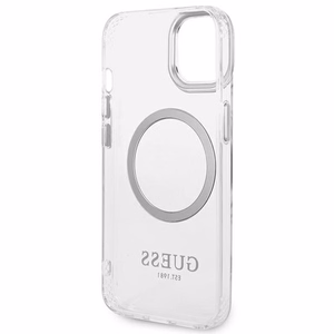 Guess GUHMP14MHTRMS iPhone 14 Plus 6.7" sidabrinis/sidabrinis kietas dėklas Metalinis kontūras Magnetinis