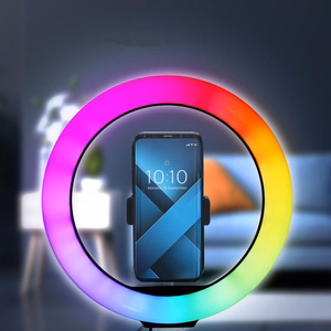LED Ring Stream RGB lempa 12 FULL COLOR su laikikliu mobiliajam + trikojis juodas