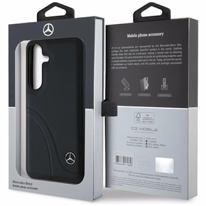Mercedes Odinis Kreivės siūlės dėklas Samsung Galaxy S25 - juodas