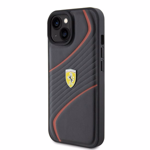 Ferrari FEHCP15SPTWK iPhone 15 6.1" juodas/juodas kietas dėklas Twist Metal Logo