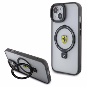 Ferrari FEHMP15SUSCAH iPhone 15 6.1" permatomas kietas dėklas su žiediniu stovu 2023 kolekcija Magnetinis