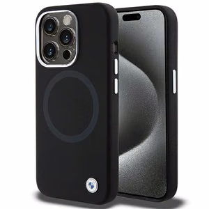 BMW parašo skystas silikonas Magnetinis dėklas telefonui iPhone 15 Pro - juodas