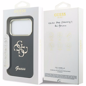 Guess IML 4G Script Metal dėklas for iPhone 17 Pro - juodas