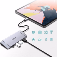 Choetech 9in1 daugiafunkcinis USB Type C šakotuvas - 3x USB 3.2 Gen 1 / SD ir TF atminties kortelių skaitytuvas / HDMI 4K 30Hz / VGA Full HD 60Hz / USB Type C / RJ45 pilkas (HUB-M15 pilkas)