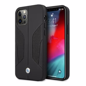 BMW Кожаный чехол Perforated Sides для iPhone 12 Pro Max - чёрный