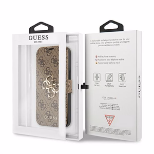 Guess GUBKP13X4GMGBR iPhone 13 Pro Max 6.7" rudas/rudas knygos tipo dėklas 4G Big Metal Logo