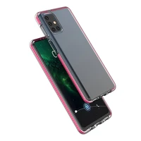 Spring Case skaidrus TPU gelis apsauginis dėklas su spalvotu rėmeliu Samsung Galaxy M31s šviesiai rožinė