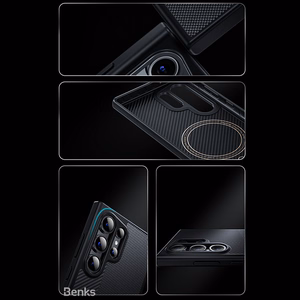 Benks Montage Magnetinis Armor Pro Kevlar Dėklas Metalinis Rėmas 600D+1500D (MA41) Samsung Galaxy S24 Plus juodas