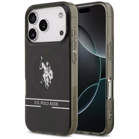 US Polo DH ir apatinės juostos logotipas Magnetinis dėklas telefonui iPhone 17 Pro - juodas