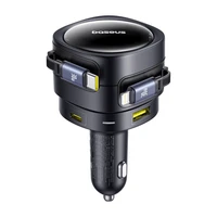 Baseus Enjoyment Max 90W automobilinis įkroviklis 2x USB-C + USB-C ir Lightning kabelis - juodas