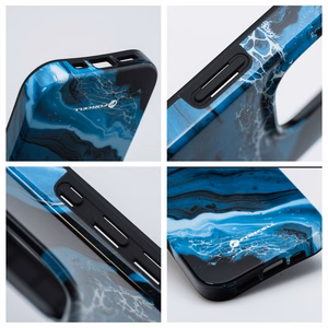 FORCELL F-PROTECT Mirage, militarinio kritimo testuotas dėklas telefonui, MagSafe suderinamas IPHONE 15 PRO tamsiai mėlynas