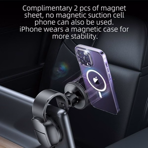 FORCELL F-GRIP MagFlex magnetinis automobilinis laikiklis priekinio stiklo ir prietaisų skydelio, suderinamas su MagSafe, juodas