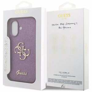 Guess Fixed Glitter Big 4G dėklas telefonui iPhone 17 - violetinis