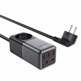 Acefast Z2 GaN 75W PD stalinio tipo įkroviklis 3x USB-C 2x USB-A - juodas ir pilkas