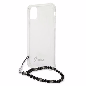 Guess GUHCP12MKPSBK iPhone 12/12 Pro 6.1 skaidrus kietas dėklas juodos perlų kolekcija