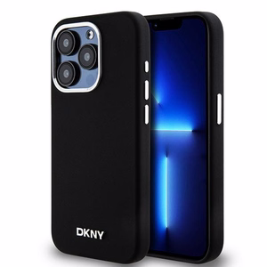 DKNY DKHMP15LSMCHLK iPhone 15 Pro 6.1"juodas dėklas Liquid Silicone Small Metal Logo MagSafe